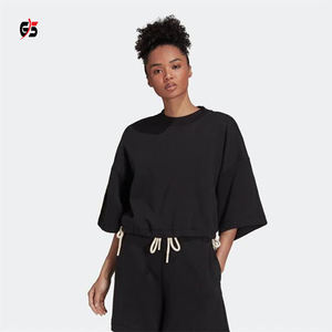 Sweat-shirt col arrondi en molleton pour femme, vêtements bon marché, haut court, commande personnalisée, 100% coton, tenue décontractée, quotidien, à la mode, pour dames - Product Image 2