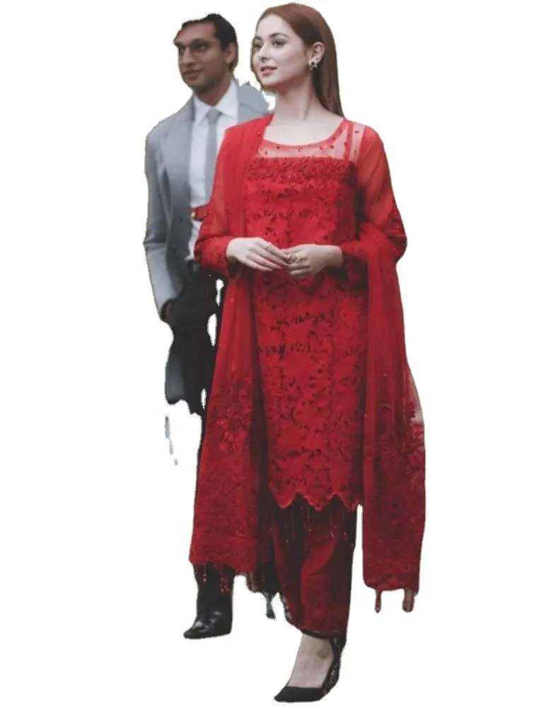 Son tasarımcı pakistan elbise tasarım Salwar Kameez ve ağır Dupatta Surat 2023 ile Suit