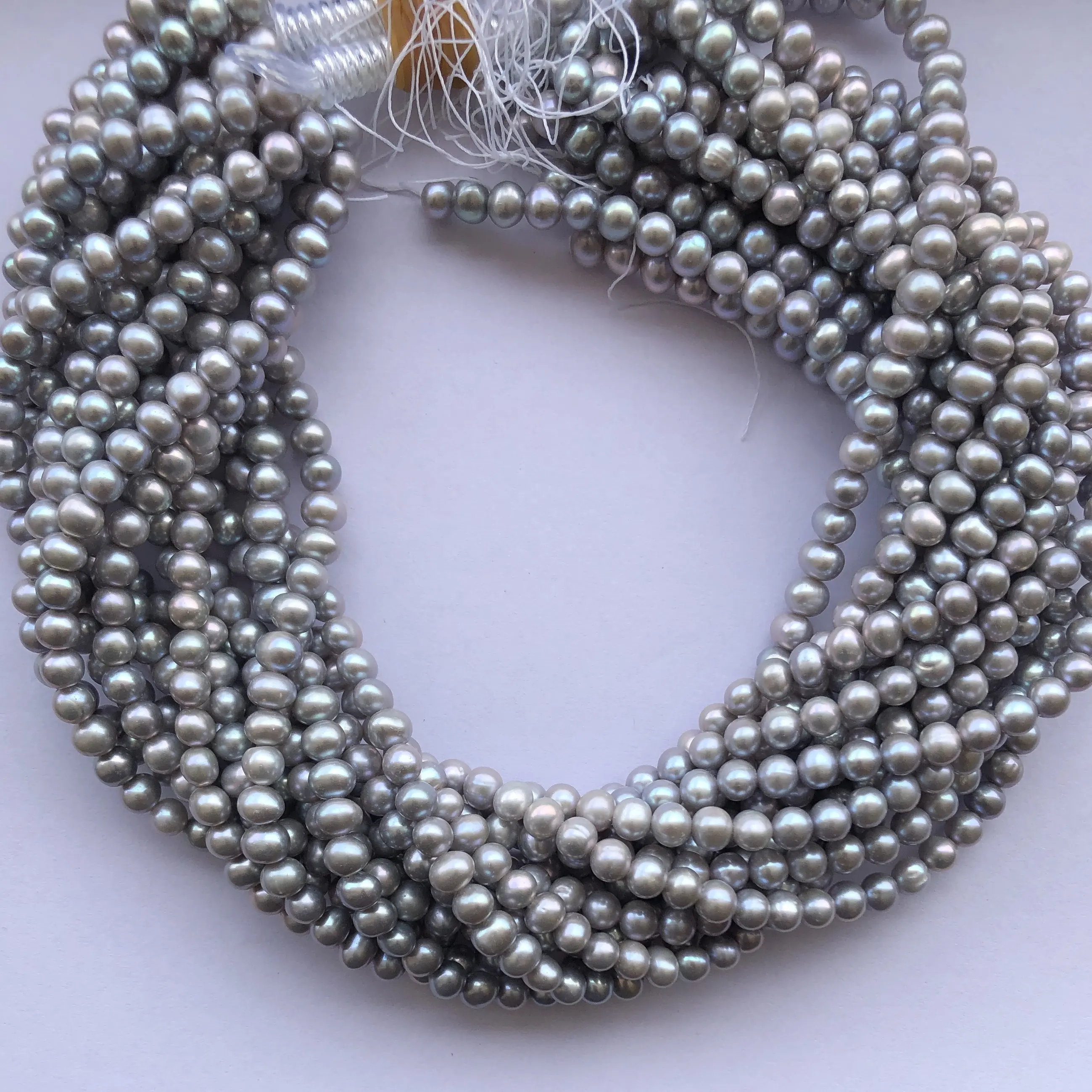 Natural Stone Round Potato Shape Beads Freshwater Pearl Natural 6mm Gray Freshwater Pearl At Wholesale Factory Price