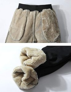 <b>Mens</b> Warm Fleece Lined Hiking Trousers Windproof Casual Solid Color Zipper Fly Trekking Trousers Softshell Sweatpants 100% cotto - Product Image 5