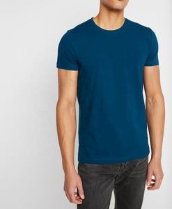 T-shirt léger à col rond à manches courtes en gros été décontracté t-shirts pour hommes couleur personnalisée t-shirt bleu - Product Image 4