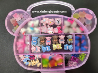 Boîte de breloques 3D pour nail art, couleurs assorties, motifs dessin animé, sucettes, bonbons, tournesols, en résine, assortiment de lapins et de chatons Kawaii