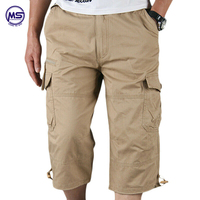 Shorts cargo longs décontractés pour hommes, grande taille, 100% coton toile, couleur unie, service OEM, respirant, séchage rapide, mode été automne