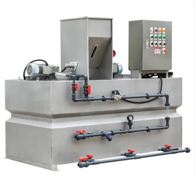 Emulsión de polímeros mezcla equipo del tanque de cloro dosificador máquina de sistema de dosificación de la unidad de tratamiento de agua en planta