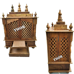 <b>Nautical</b> Wooden Temple Handcrafted Mandir Pooja Ghar Mandap With Pooja Wall Hanging Worship Brown Polished Home Office <b>Decor</b> - Product Image 6