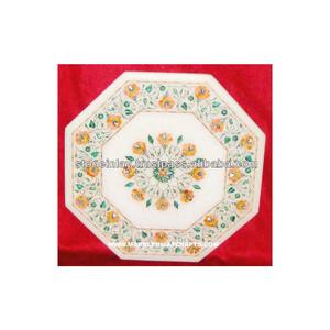 Mesa de centro con incrustaciones de piedra de mármol indio, mesa Dura de pientra - Product Image 1
