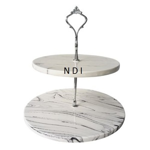 Support à gâteaux rond en marbre moderne et simple avec finition dorée pour la décoration de la table à la maison ou à l'hôtel - Product Image 3