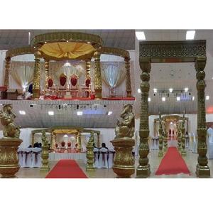 Mariage de luxe exclusif Grand Mandap Portable Princess Maharani Design Royal Weddings Trending Golden Mandap Stage Set USA - Product Image 1