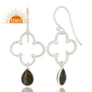 Flashy Labradorite Gemstone Earring Handmade Silver Hook Earring Wholesale Fashion Silver Earring - Product Image 2