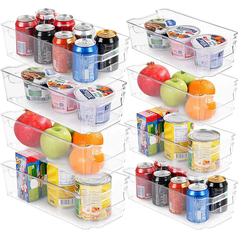 Penyusun Kulkas Tong Sampah Plastik Bening, untuk Lemari Es Freezer Dapur Kabinet Dapur Pengatur BPA Gratis Pengatur Kulkas