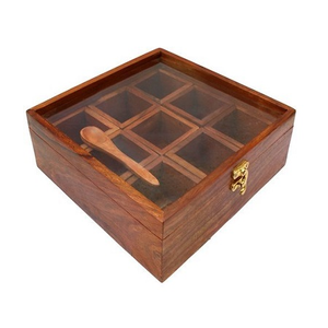 Wholesale Wooden Brown Color Spice Box Dabba Masala For Kitchen Spice Storage At Competitive Prices