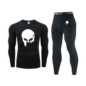 Wholesale Compression Pants Shirt Top Long Sleeve Jacket Set Suit Face Cover Gym Fitness Sets 5Pcs Men's Workout Clothes - Product Image 5