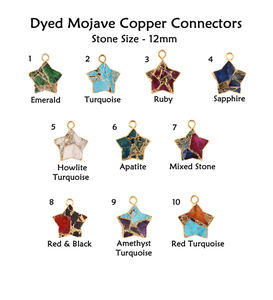 Connecteur en forme d'étoile en cuivre de 12 mm, turquoise rubis, plaqué or, avec un seul anneau, pour la fabrication de bijoux, fourni par l'usine - Product Image 2