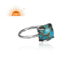 Juego de gemas de cobre turquesa Natural, anillo bohemio de Plata de Ley 925 oxidado, proveedor de joyería - Product Image 3