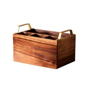 Soporte de cubiertos de bambú de forma rectangular con 4 compartimentos Soporte de cubiertos de hotel a precio aceptable - Product Image 4