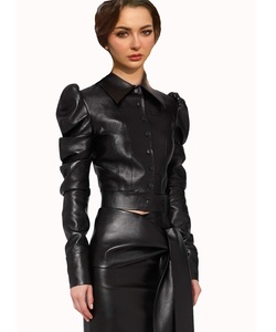 ที่มีคุณภาพสูงจริงสีดำแกะหนังปุ่มปิดผู้หญิงแฟชั่นด้านบนที่มีอยู่ในทุกสีทำในปากีสถาน - Product Image 1