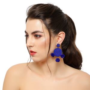 Boucles d'oreilles au crochet en perles de rocaille de créateur faites à la main bijoux en cerceau de mode multicolore cadeaux de bijoux artificiels tendance pour les fêtes - Product Image 3