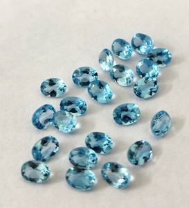 Topaze bleu ovale suisse, naturelle, de 3x5mm et 8x10mm, à facettes, coupe ovale, en vrac - Product Image 2