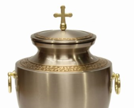 Urne funéraire en laiton doré satiné pour cendres humaines adultes, avec couvercle en forme de croix, urne commémorative en métal, récipient décoratif pour enterrement - Product Image 2