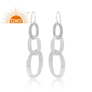Boucles d'oreilles en argent pour femmes, montage de bijoux, en texture, argent fin et simple, produit de fabrication, 2020 - Product Image 2