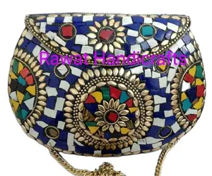 ऑनलाइन wholesales शॉपिंग फैशन cosume भारतीय हस्तनिर्मित moasaic कंधे क्लच हाथ बैग पर्स ऑनलाइन दुकान RH-WA003