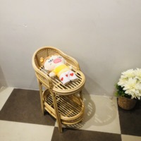 Table à langer en rotin tressé à la main avec étagère de rangement pour meubles et jouets d'enfants
