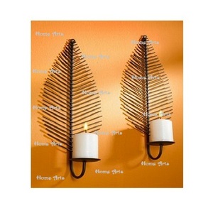 ชุดเชิงเทียน2ขนาดพร้อมเชิงเทียนติดผนังทองเหลืองรูปทรงใบไม้คุณภาพดีเยี่ยม - Product Image 2