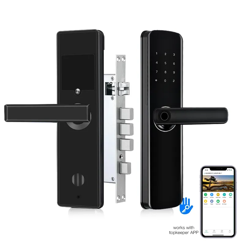 Cloud WIFI wireless gateway phone App PIN fingerprint password rfid smart digital door lock for apartment hotel