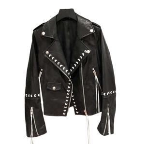 Chaqueta de invierno de piel de oveja de cuero genuino para mujer, chaqueta asimétrica con cremallera, abrigos informales teñidos transpirables, ropa personalizada - Product Image 5