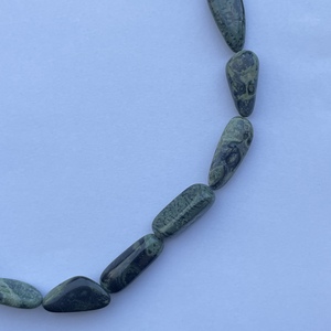 8mm 10mm 12mm Jaspe Kambaba Vert Naturel Lisse Tumble Perlé Plaqué Or Collier de Pierres Précieuses pour Mariage - Product Image 2