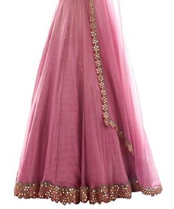 Tendance organza feuille de soie impression travail lehenga choli avec dentelle travail dupatta réception porter meilleur prix textile vêtement vêtements - Product Image 2