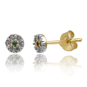 Boucles d'oreilles clous en argent sterling 925 plaqué or de luxe avec topaze verte, cadeau idéal pour femme, mariage, anniversaire, fête - Product Image 1