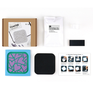 ของขวัญแผ่นรองแก้วคอนกรีตทรงสี่เหลี่ยมลายหัวใจศิลปะ - Product Image 3