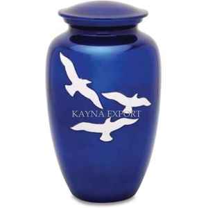 Urne funéraire en métal verte imprimée d'oiseaux, la plus belle, nouvelle arrivée, pour la vente en gros - Product Image 3