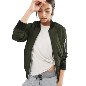 Chaqueta de bombardero de talla grande para mujer, ligera, de algodón con estampado personalizado, transpirable con soporte de cremallera, Color personalizado, a prueba de viento - Product Image 2