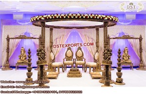 Mandap de Madera para Bodas Hindúes, Estilo Moderno, Doble Poste Tallado, Color y Tamaño Personalizables, Fácil de Montar, para Eventos en Washington - Product Image 5