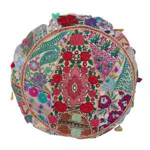 Hot Sale Custom Made Nonwoven Round Chair <b>Pillow</b> <b>Cushion</b> Indian Embroidered Patchwork for Home Hospital Hotel Use - Product Image 1