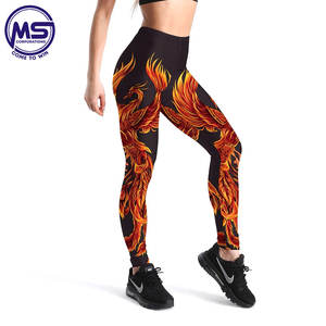 Ropa de gimnasio personalizada para mujer, pantalones de entrenamiento elásticos con estampado de Fénix 3D, mallas deportivas largas de tela de punto de cintura alta - Product Image 5