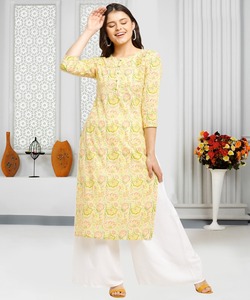 Attrayant designer parti porter lin pleine longueur anarkali cousu travail lourd couleur jaune femmes indiennes portent en surat vêtement - Product Image 4