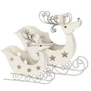 <b>White</b> Powder Coated Rust Proof Metal <b>Christmas</b> <b>Decoration</b> Sleigh - Product Image 3