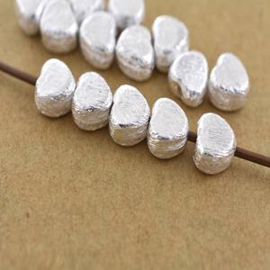 Perles de coeur en argent sterling de qualité supérieure faites à la main et composants de bijoux - Product Image 1