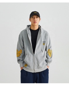 Street Wear เสื้อฮู้ดผ้าฝ้ายออร์แกนิกสำหรับผู้ชาย,เสื้อฮู้ดแบบสวมศีรษะมีซิปพิมพ์โลโก้โฟมหน้าจอพัฟ3D น้ำหนักเบา - Product Image 5