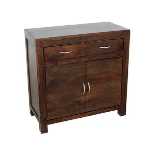 Sheesham-gabinete pequeño de madera maciza para sala de estar, mueble moderno de palisandro, aparador pequeño