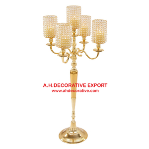 Best-seller Chandelier en or avec bougeoir votif en cristal, verre et métal Grand bougeoir votif fait main à vendre - Product Image 3