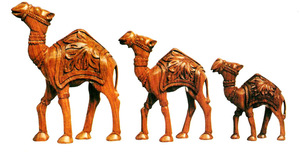 Juego de Camel de madera tallada a mano, figuritas de animales de madera - Product Image 2