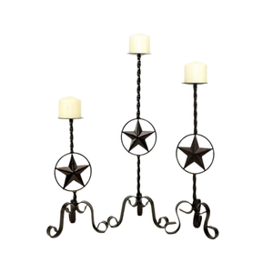 Bougeoir de couleur noire en fer forgé ensemble de taille différente de trois bougeoirs pour décor d'hôtel et de mariage - Product Image 1