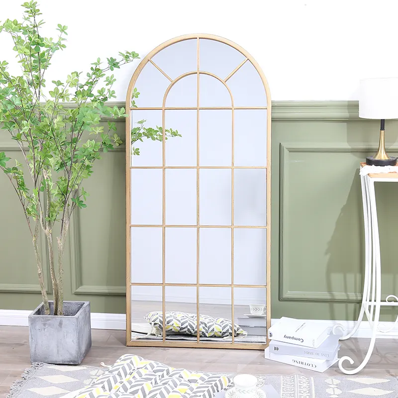 Gold Frame Arch Decorative Modern Dressing Room Wall Full Length Floor Mirror Outdoor Garden Mirror