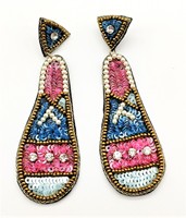 Boucles d'oreilles créoles bohèmes en macramé de coton à pampilles, motif arc-en-ciel, style bohème, franges, pour femme - Meilleures ventes