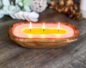 Soporte de madera para velas, cuencos de madera tallados a mano para hacer velas, regalos de navidad - Product Image 3