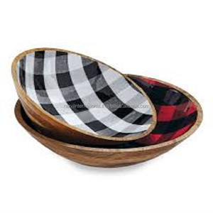 Bol à base en bois design antique avec verre - Product Image 5